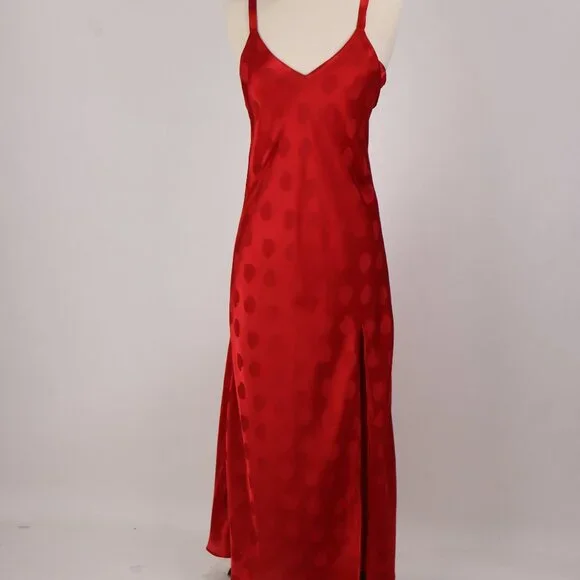 🌺 Vintage Cacique Hearts Long Nightgown Negligee Lingerie Sexy Valentine's Day